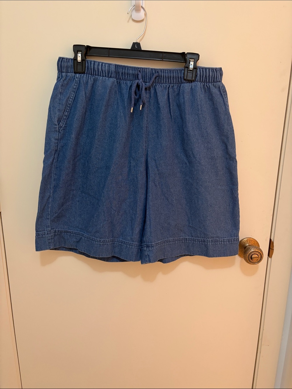 Coral Bay Women's Drawstring Denim-Style Shorts - Blue